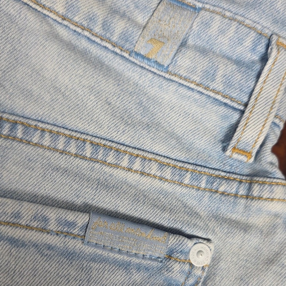 7 For All Mankind High Waist Raw Hem fray boho premium Light Wash Blue Womens24 - Picture 5 of 9